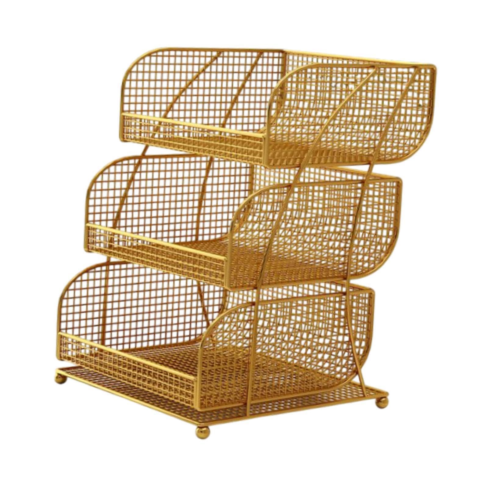 Pixzcsa Gold Elegant Vegetable Bread Holder Stand Multi Tire Fruit Storage Basket Keeping Fresh Fruits And Vegetables Organized Vegetable Bread Holder Stand For Medium