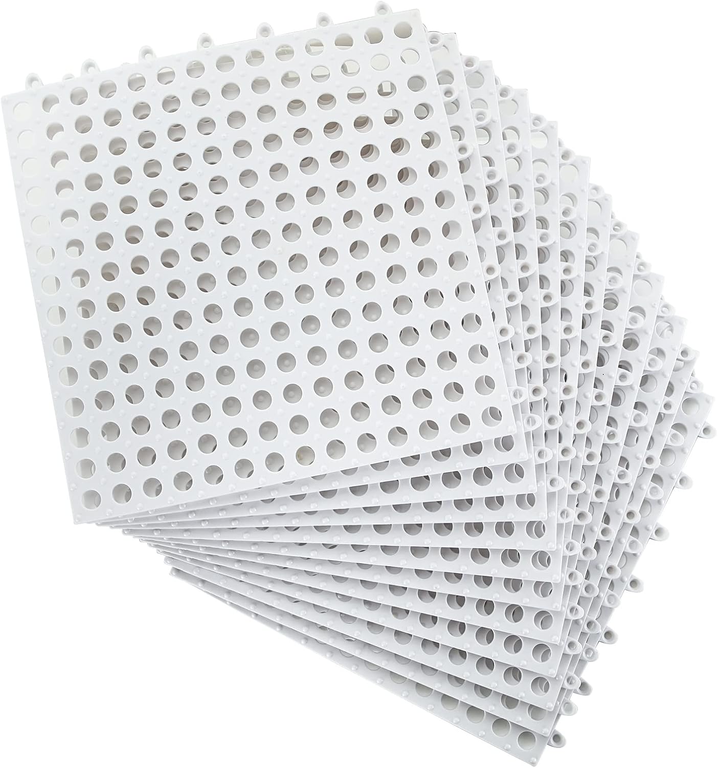 12 Pack 11.8" x 11.8" Interlocking Floor Tiles with Drain Holes Soft PVC Non Slip Shower Floor Mat Modular Interlocking Cushion Mat for Drain, Pool, Patio, Balcony, Kennel, Poultry, Floor Grid, Blue : Industrial & Scientific