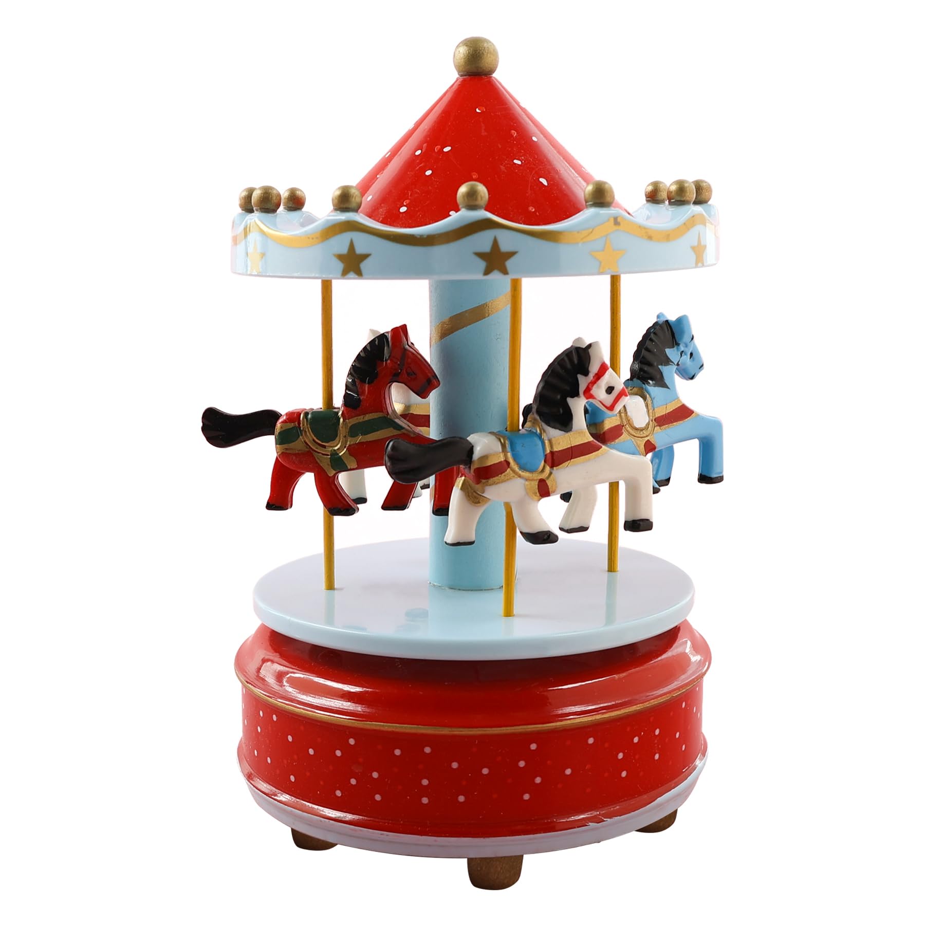 AUEAR, Vintage Pink Carousel Music Box Clockwork Mechanism for Birthday