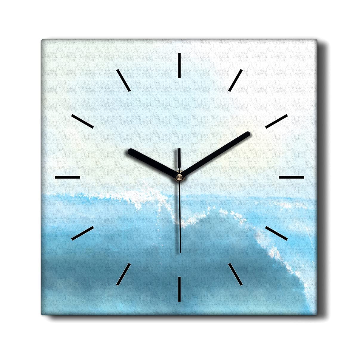 Horloge sur toile sans tic-tac 30x30cm décorative pour le salon motif vagues de la mer