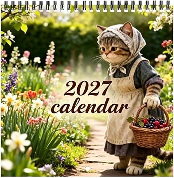 Cat Calendar 2027 Wall Calendar 12 Months Vintage Country Life Cat