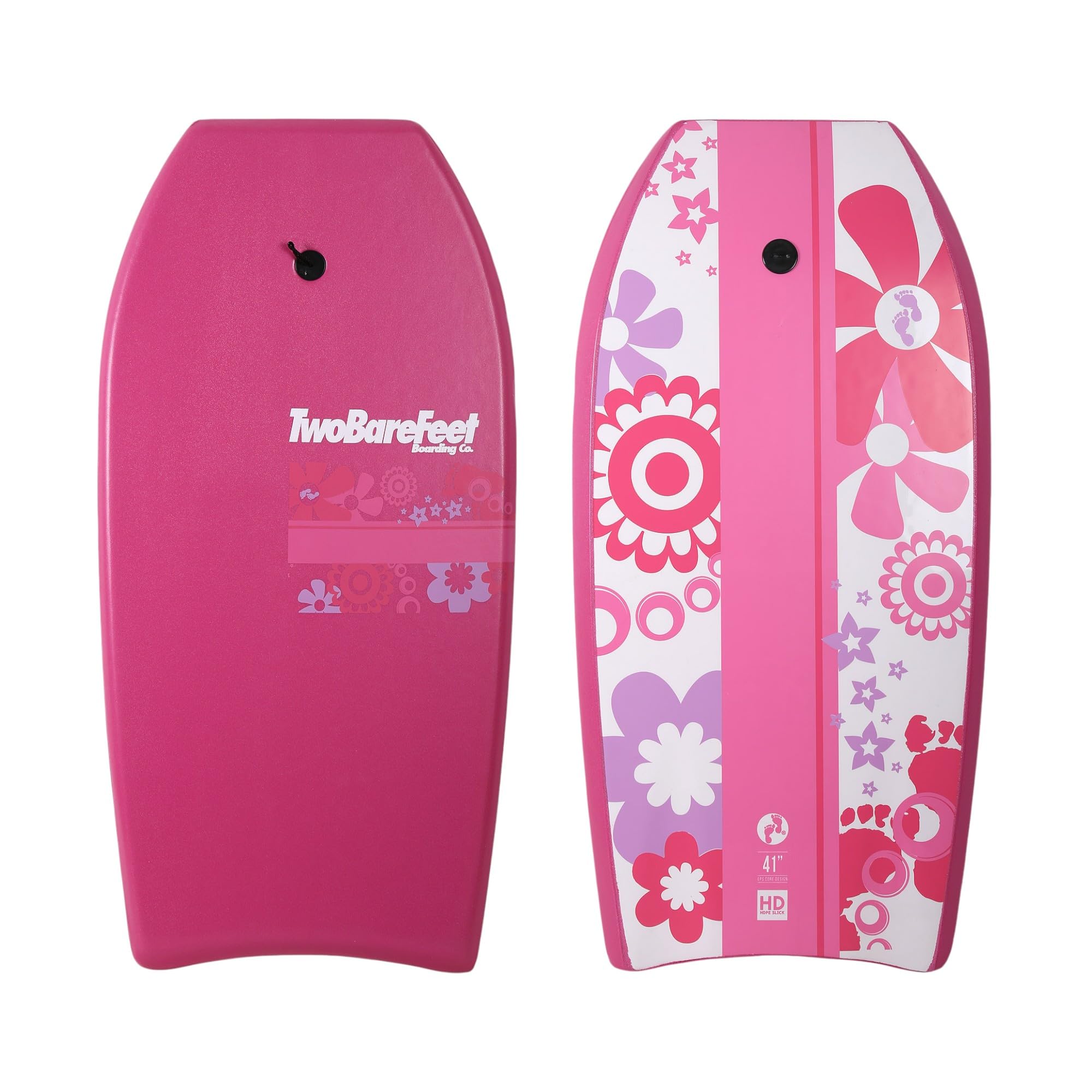 Two Bare Feet Bodyboard with Leash — Boogie Board for Adults & Kids | IXPE Foam Deck, EVA Core & Slick Bottom | Durable, High-Performance Wave Rider for Beach & Surf (Raspberry Flowers) — image 1