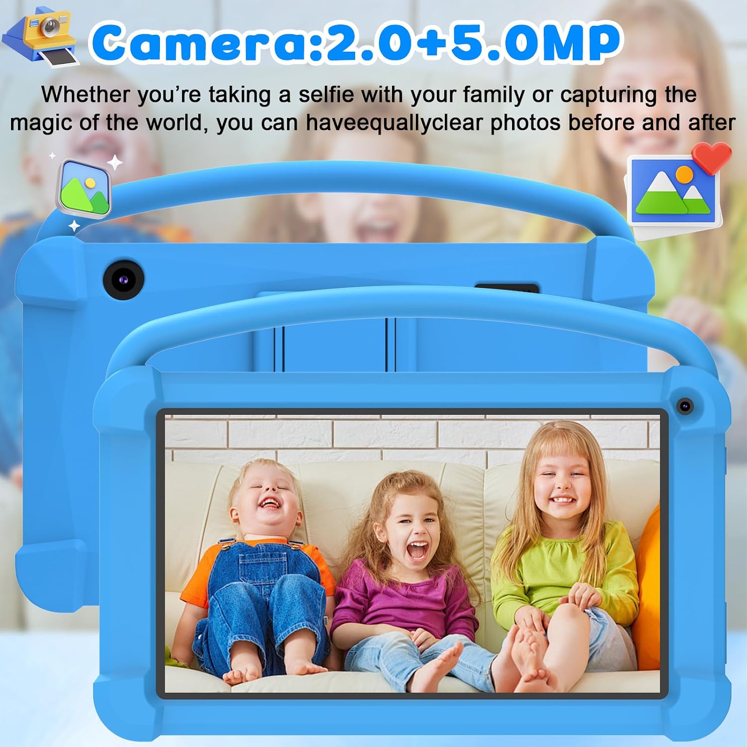 7 Inch Kids Tablet, Quad Core Android Toddler Tablets, Children Tablet with 32GB Storage, 4GB RAM, WiFi, Bluetooth, Dual Camera, Educationl, Games, Parental Control, Kids Software Pre-Installed.