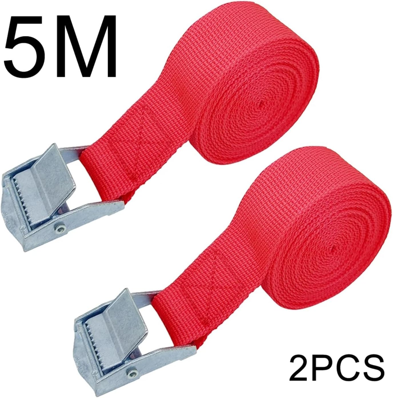 2pcs 5M Car Tension Rope Tie Down Strap Strong Ratchet Belt Car Luggage Bag Cargo Lashing Strap for Truck Motorcycle Bike Boat(Red)