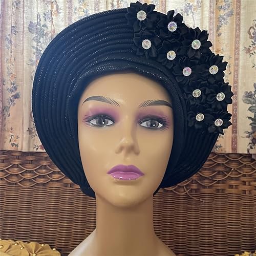 Miniatura 7 de Turbante africano nigeriano musulmán Headwear Gele Head Wrap Auto Gele Headties Ya Hecho Diadema de mujer para fiesta
