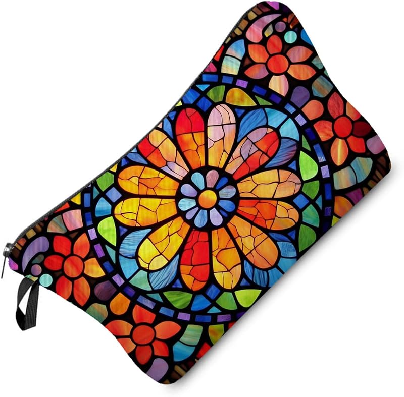 Necessaire pequena floral vitral Livel lhood com zíper
