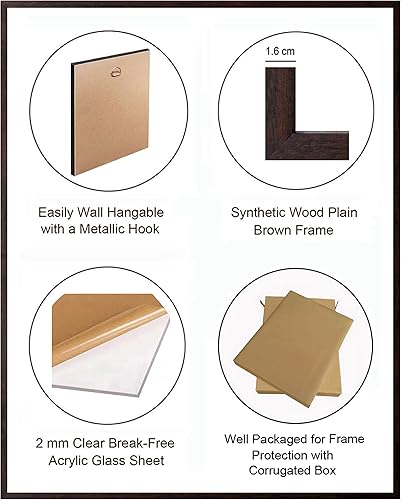 Miniatura 3 de Art n Store Shirdi Sai Baba Sentado en un trono bajo el parasol HD impreso Religioso y Decoración Imagen con marco marrón liso (7 x 9 pulgadas,