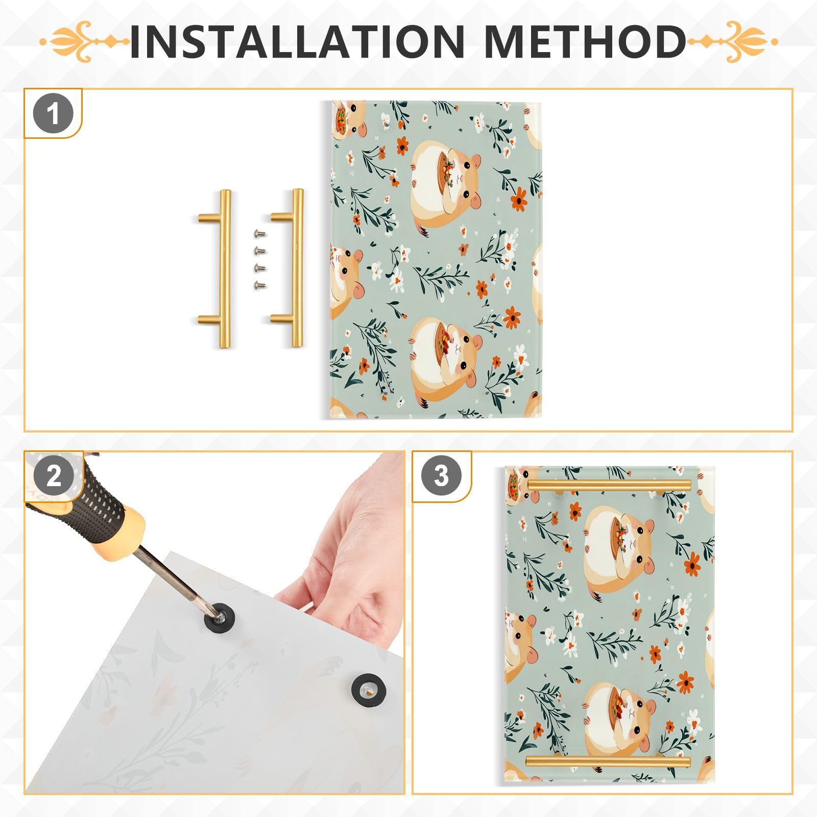 BOESI Doodle Cute Hamster Tray, Tray with Handles, Countertop Organizer, Decorative