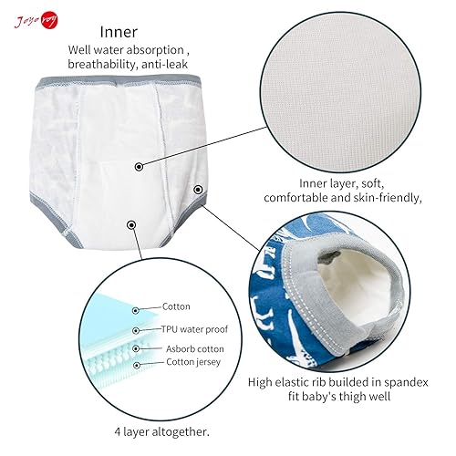 Miniatura 9 de Pantalones de entrenamiento impermeables para niños, pantalones de entrenamiento para niños pequeños, ropa interior de entrenamiento para ir al baño