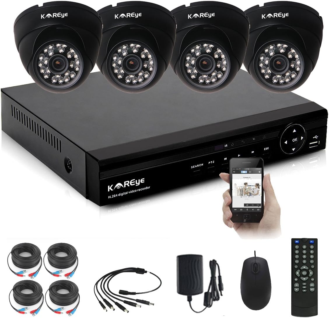4CH 1080N AHD DVR Security Camera System Built-in IR-Cut CTV Surveillance Camera -Quick Remote Access Setup Free Mobile App: Xmeye(NO HDD)