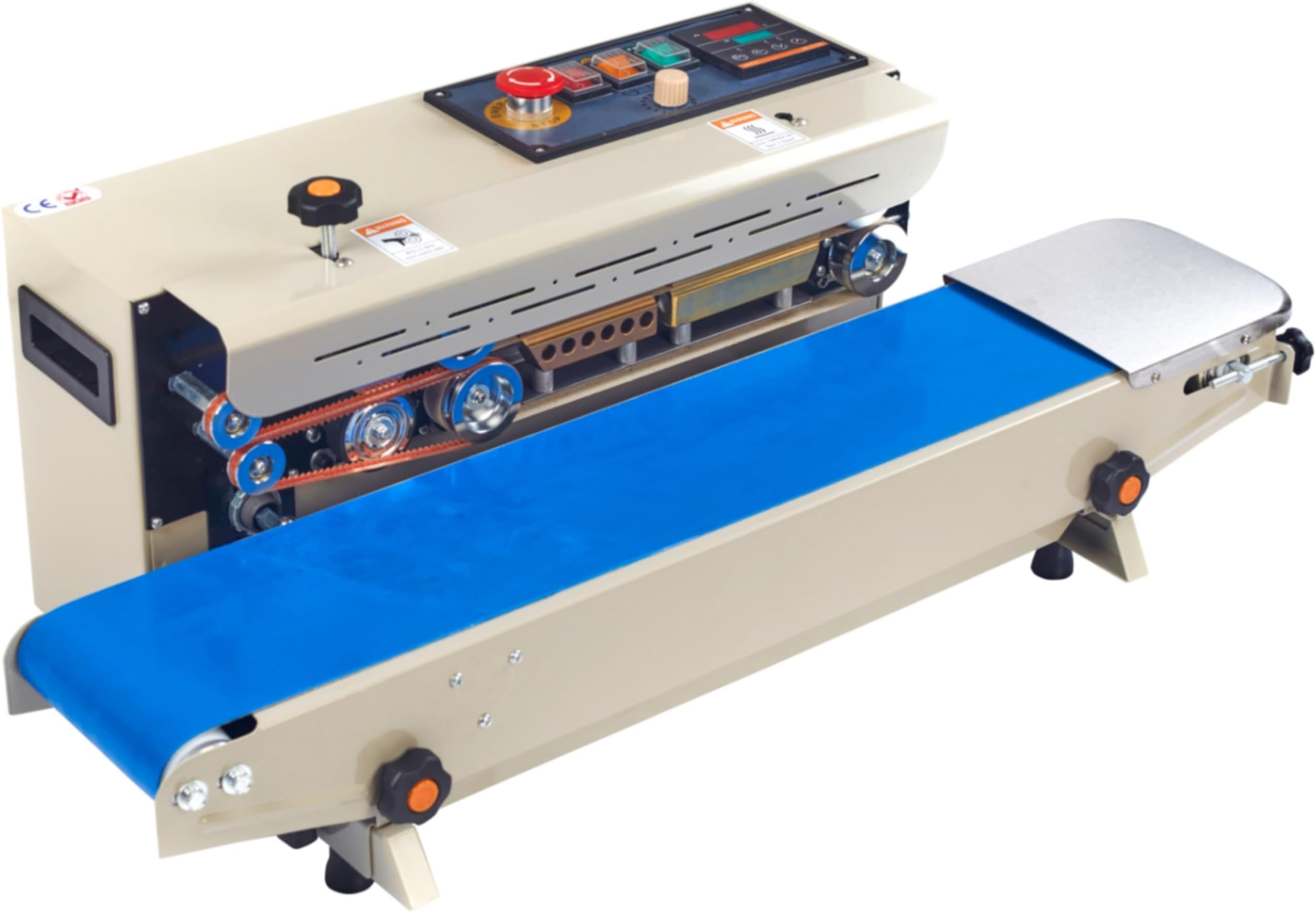 JD9 Continuous Sealing Machine Automatic Horizontal Continuous Plastic Bag Band Sealing Sealer Machine Temperature Control, Bag Sealer Machine (Off-white)