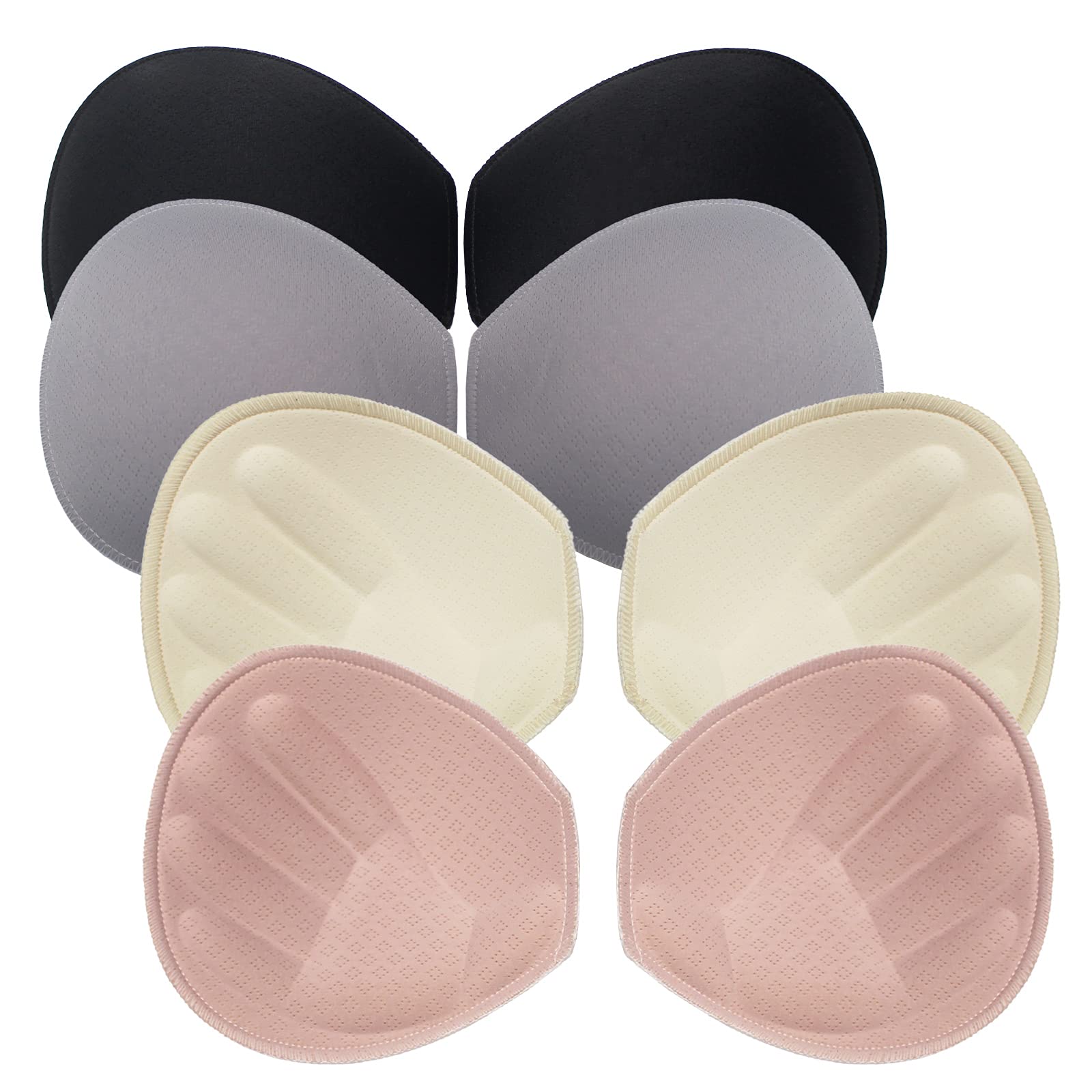 Douzi 4 paia di cuscinetti per reggiseno removibili per reggiseno sportivo e bikini, inserti per biancheria intima