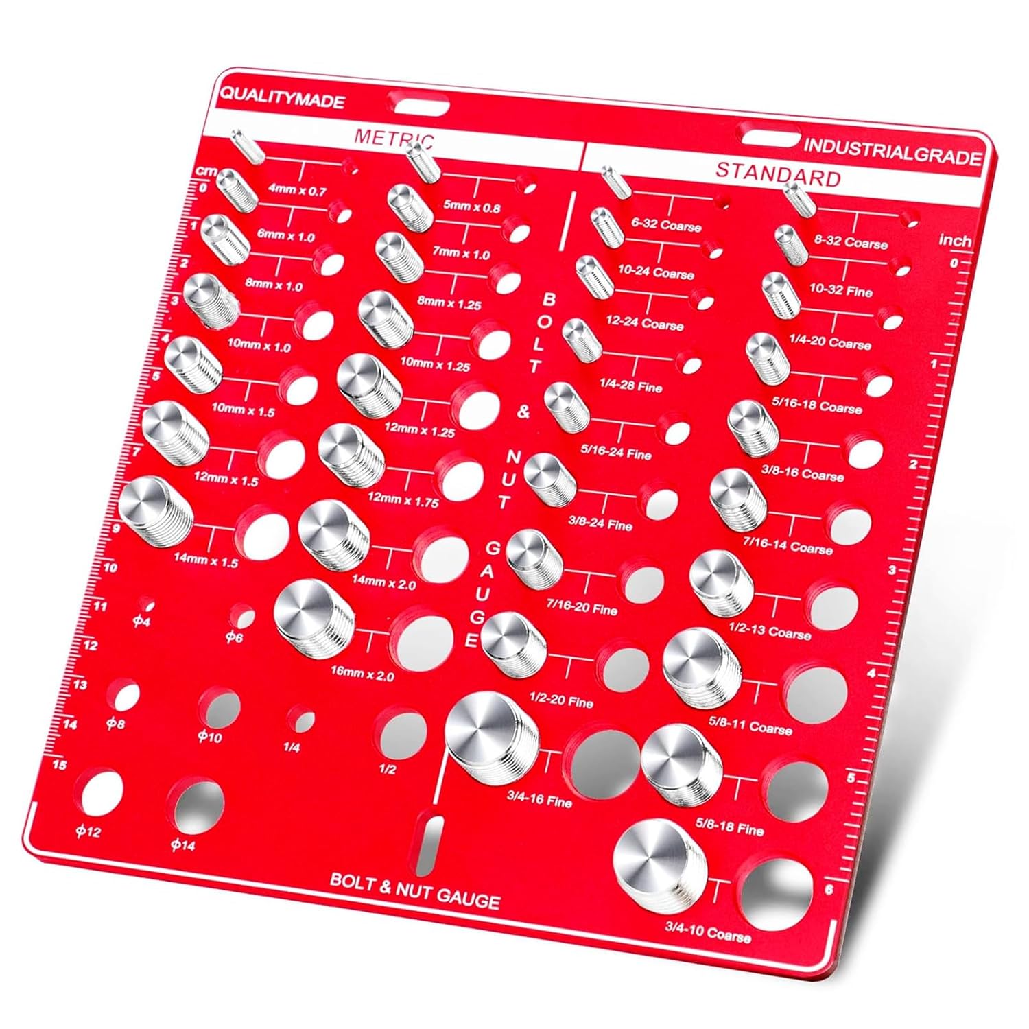 42 Nut and Bolt Thread Checker, Bolt Size and Thread Standard and Metric with 19 Standard & 15 Metric & 8 Drill Bit Bolt and Nut Identifier Gauges