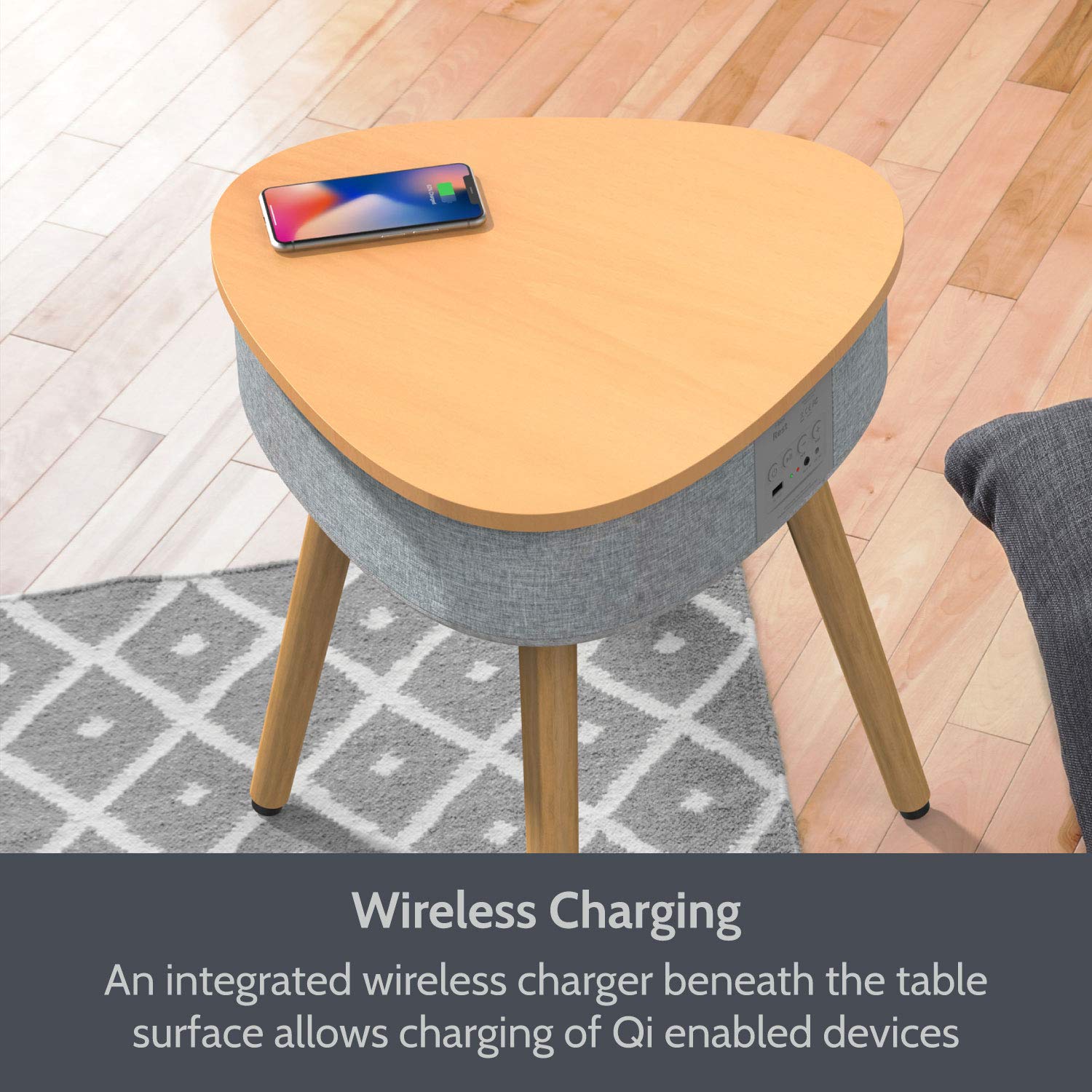 Portable Smart Side Table Bluetooth Speaker With Wireless Usb Charging Dock 2020 Modern Home Studio Smart Table Multifunctional Oak Amazon Sg Electronics