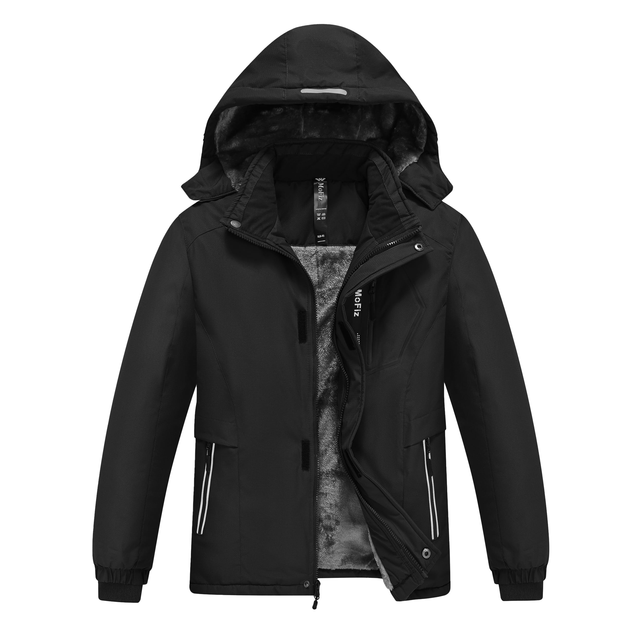 MoFiz Giacca da Sci Bambini Invernale Cappotto in Pile Caldo da Neve Impermeabile Antivento Giacche Ragazzi con Cappuccio Rimovibile