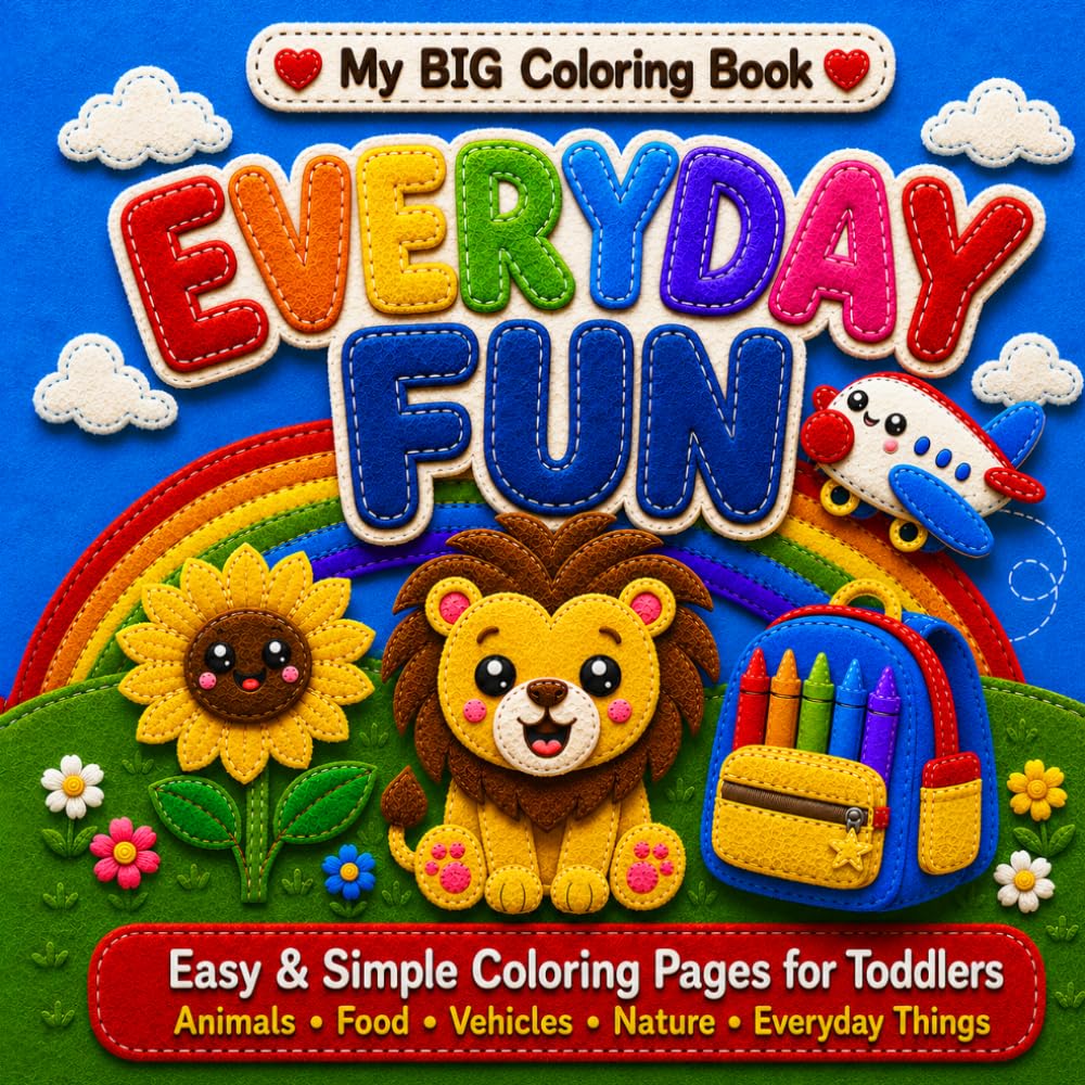 My BIG Coloring Book Everyday Fun!: 120 Easy and Simple Coloring Pages for Toddlers: Animals, Food, Nature, Vehicles and Everyday Things