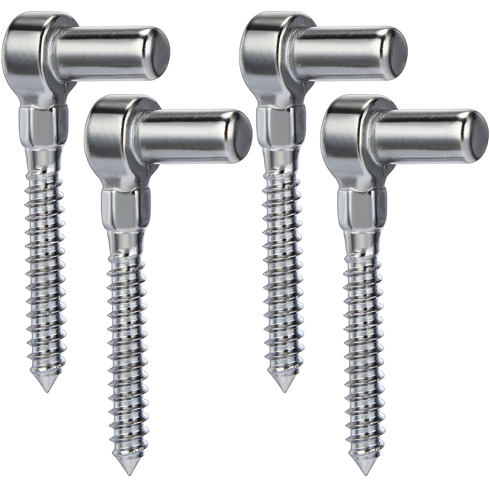 Zonon 4 Pcs Stainless Steel Gate Hinges for Farm Wooden Gates Fences, 4-1/2'' One Piece Molding M16 Screw Eye Hook Hinge Bolts with Hole Dia 5/8 Adjustable Gate Sag (4.33 x 1.97 Inches)-image-29