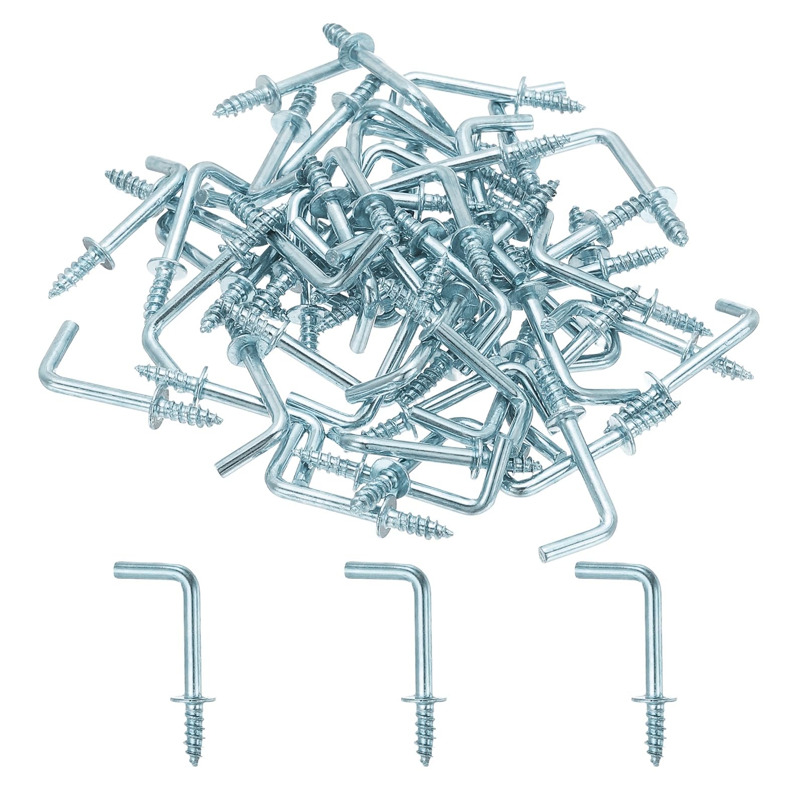 YELARXI L-Shape Screw Hooks Brass Plated Steel 7 Shape Right Angle Medal Hooks