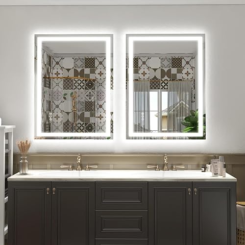 Miniatura 6 de Espejo LED de 24 x 36 pulgadas para baño, espejo de tocador iluminado para pared, regulable, antivaho, a prueba de roturas, certificado ETL (luces