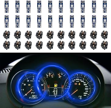 20PCS T5 LED Lights for Car Dashboard, Dashboard Bulbs, T5 37 74 LED Bulb with Twist Lock Socket, Car Accessories Bright Light for Instrument Cluster Dashboard Panel Gauge Indicator Blue