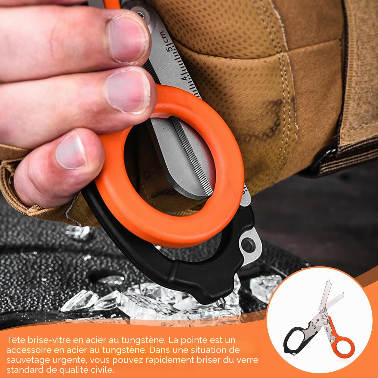 Ciseaux Trauma : ciseaux de sauvetage multifonctions avec 6 fonctions pratiques, ciseaux d'urgence, pince pliable en acier inoxydable pour une utilisation dans les services d'urgence ou la vie