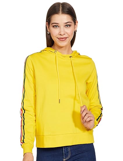 Women's Cotton Hooded Neck Sweatshirt (15234845_Sulphur_Large_Sulphur_1_Yellow_L)