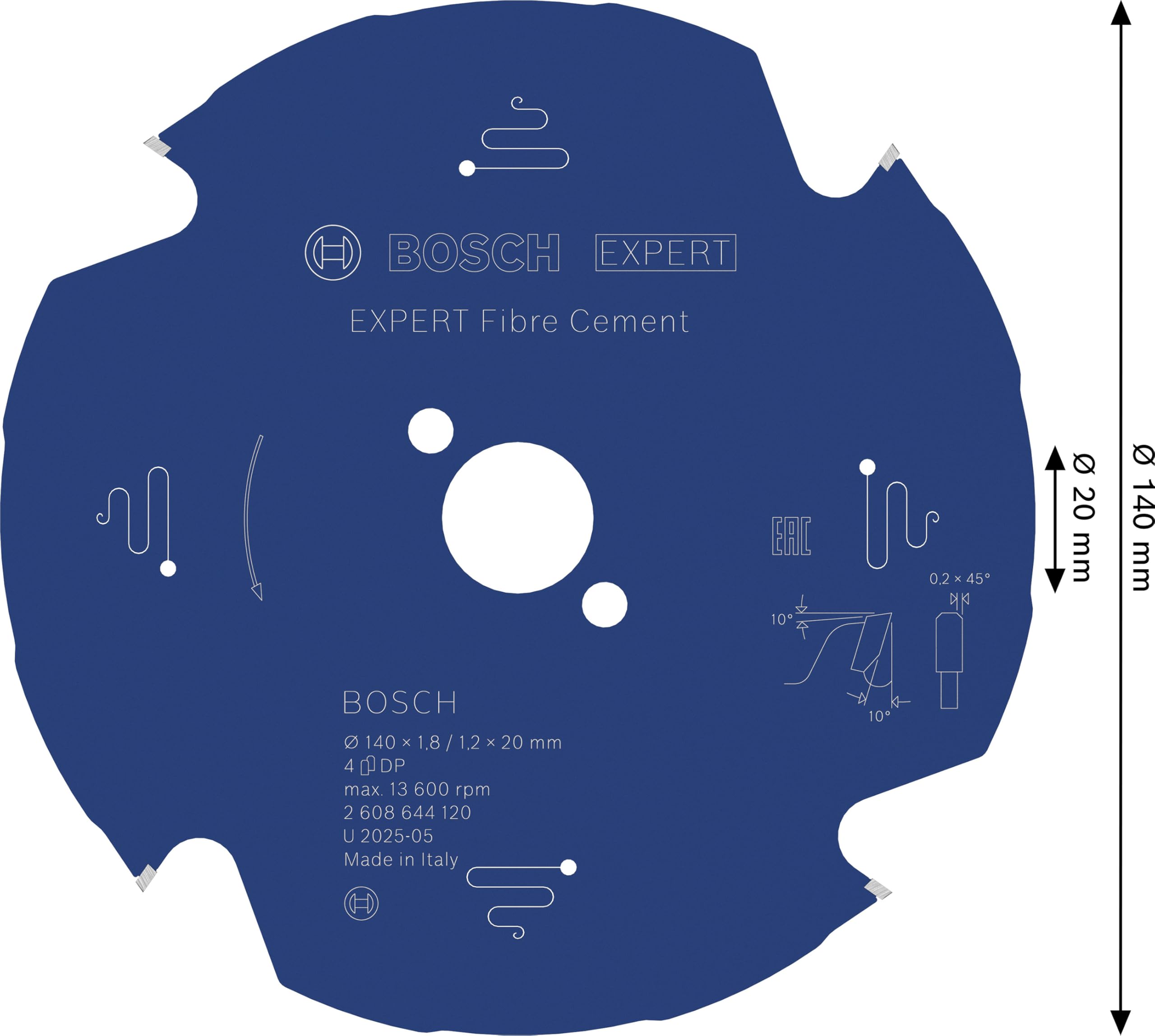 Bosch Professional 2608644120 - Disco de sierra circular CSB Expert FiberCement: 140x20x4D