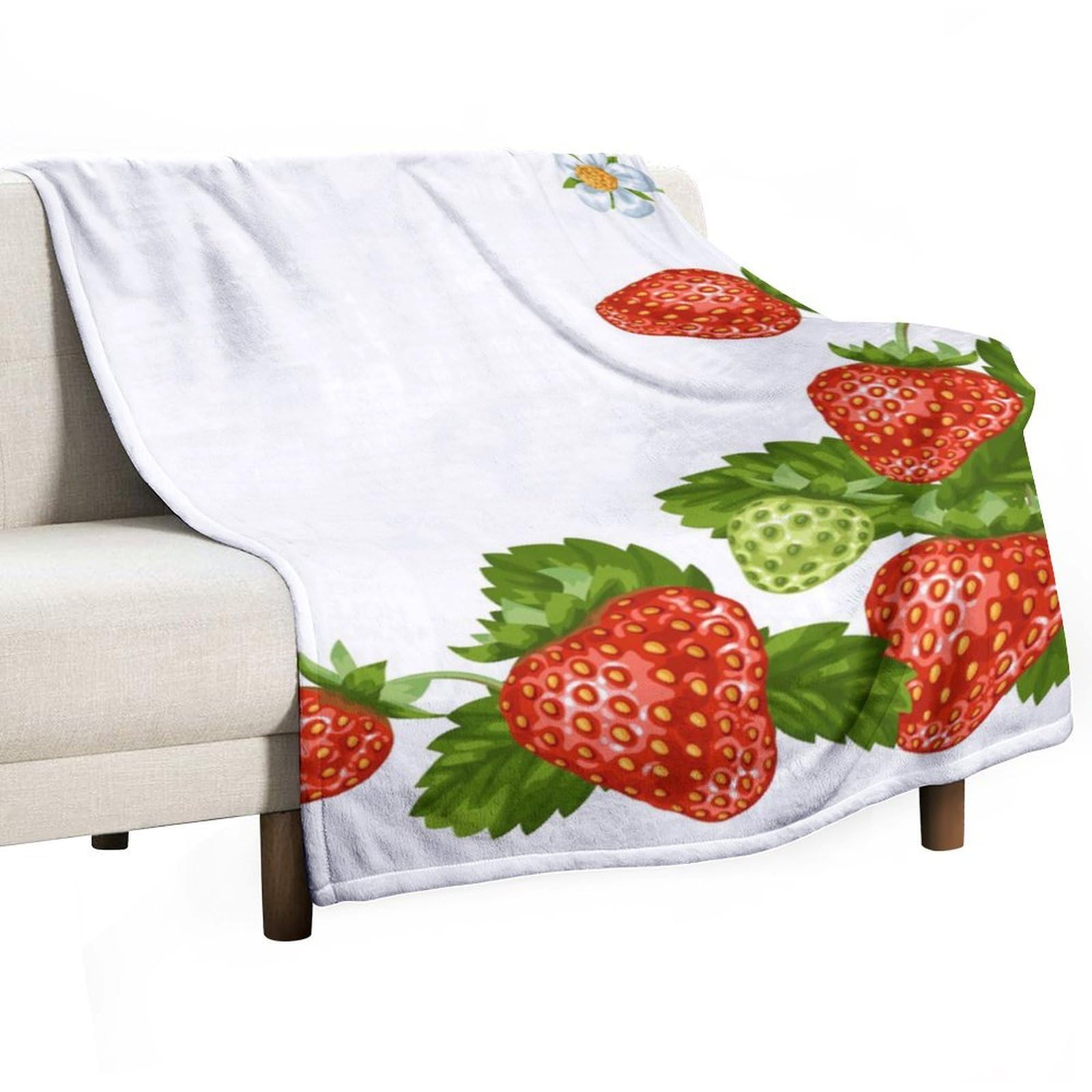 MHYRAC Flannel Blanket, Strawberry Throw Blanket for Couch Sofa Bed Office, Soft And Comfortable Without Pilling
