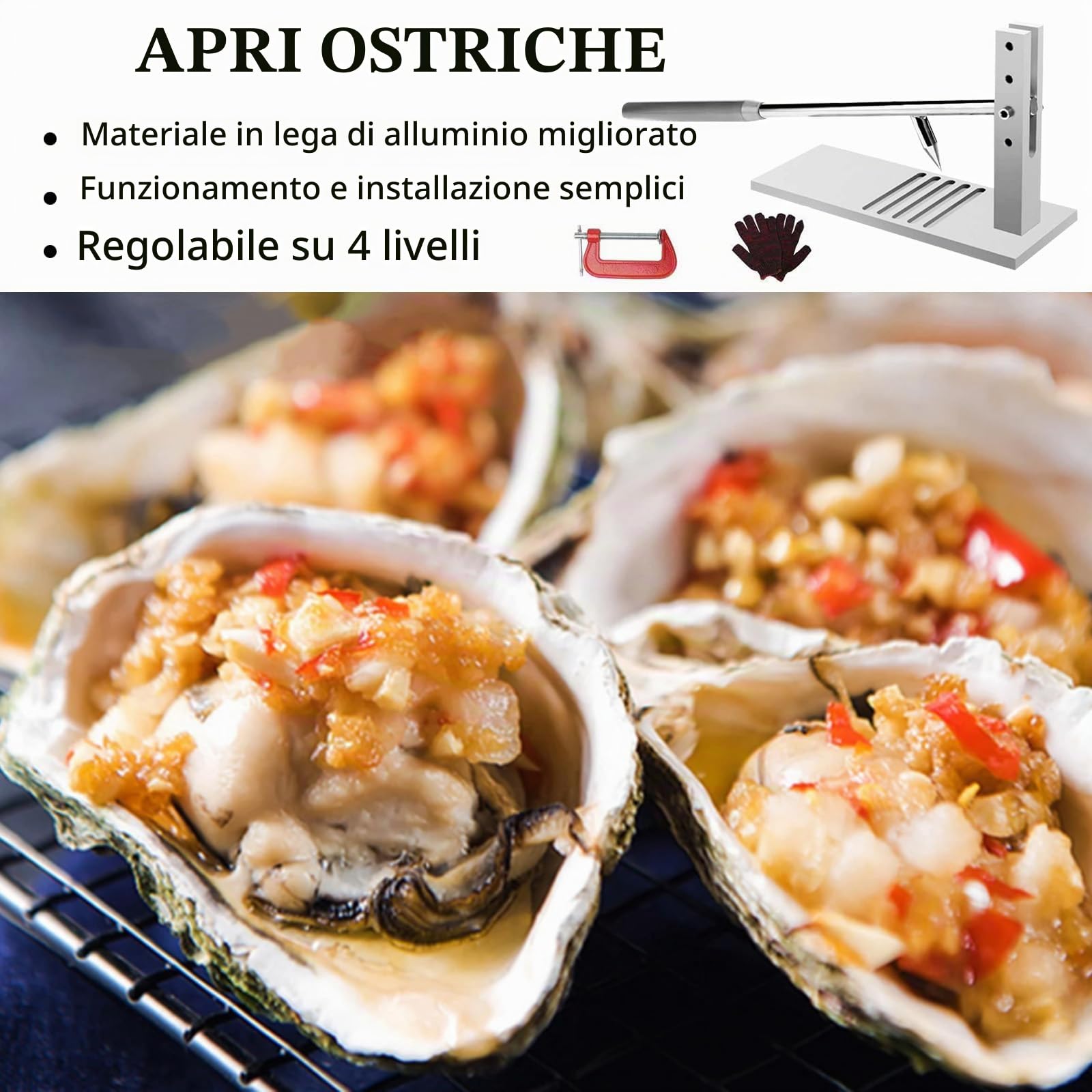 Oyster Shucker, Kit Apri Ostriche Professionale, Set di Strumenti Apriostriche in Acciaio Inossidabile con 2 Coltelli per Ostriche e Guanti Strumento per Frutti di Mare, Strumenti per Frutti di Mare