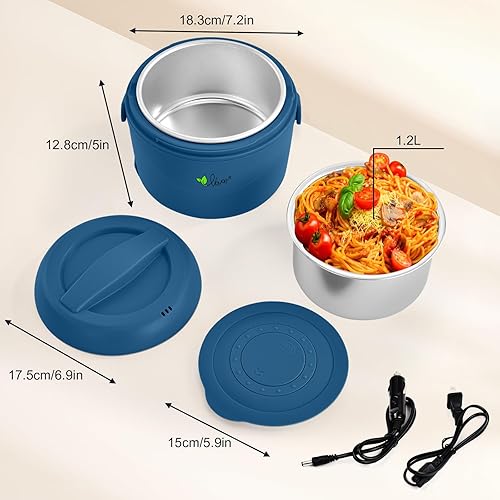 Miniatura 6 de Vovoir Fiambrera eléctrica, calentador de alimentos portátil de 40 onzas para automóvil, camión, trabajo en casa, fiambreras térmicas para adultos,