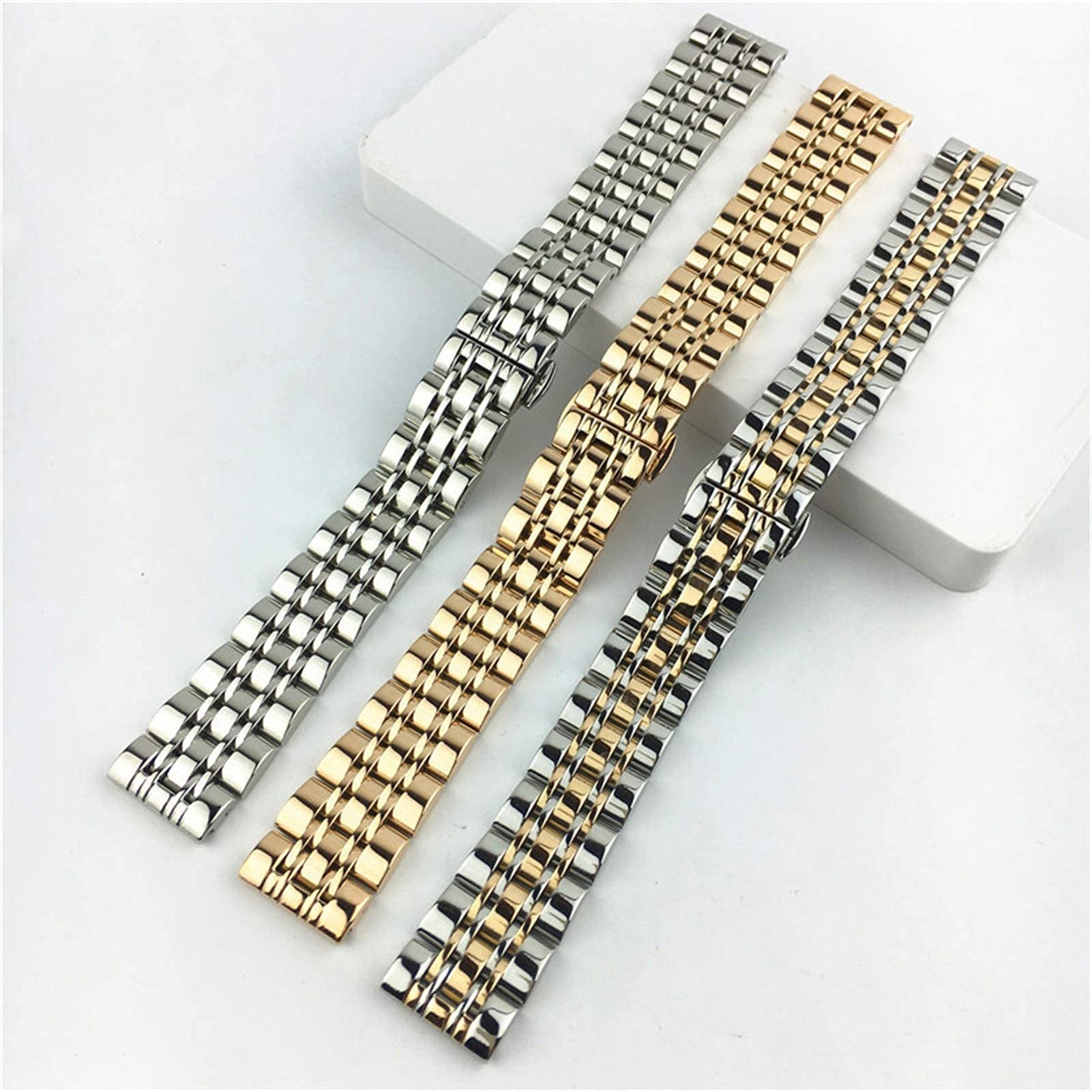Cinturino per Orologio da 12 mm, 14 mm, 16 mm, 18 mm, 20 mm, in Acciaio Inossidabile Massiccio, con Chiusura a Farfalla, per Uomo e Donna, Bracciale di Ricambio in Metallo Lucido.