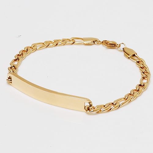 Miniatura 2 de Pulseras personalizadas chapadas en oro de 18 quilates para parejas, grabados personalizados, con nombre y identificación, juego a juego para