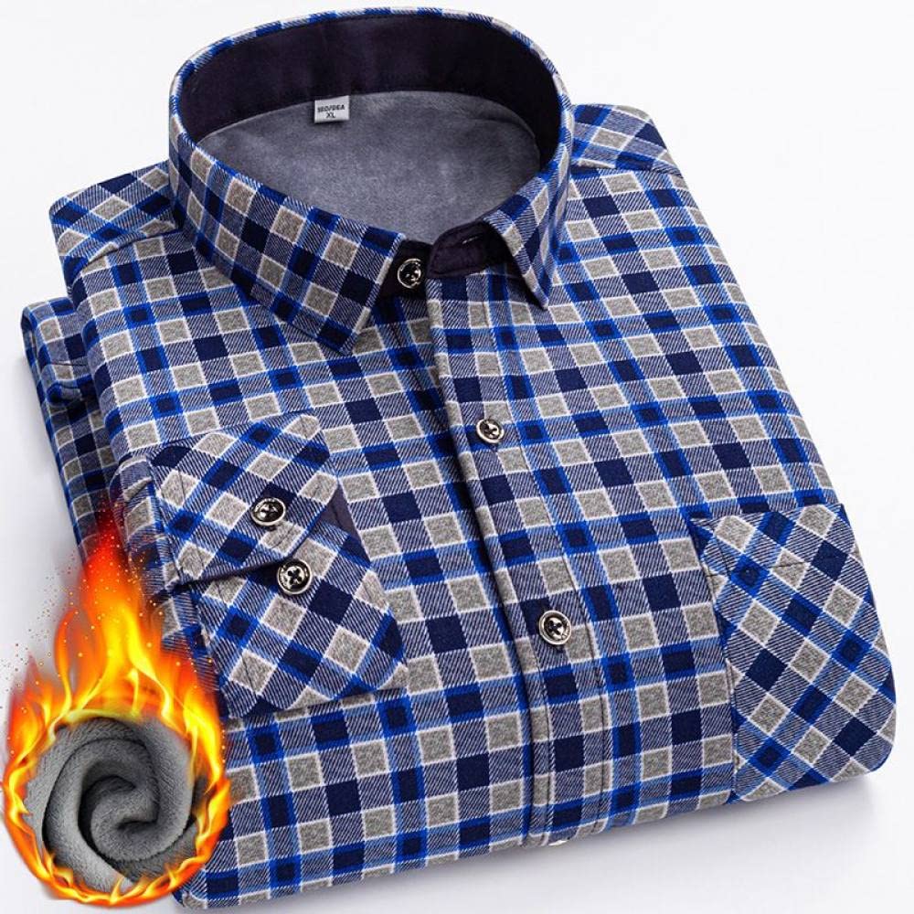 IIK Camicia Calda da Uomo,Camicia Calda da Uomo in Cotone A Maniche Lunghe Caldo Morbida con Tasca Casual Camicia Casual da Esterno Morbida E Confortevole Adatta per Primavera, Autunno E Inverno,S