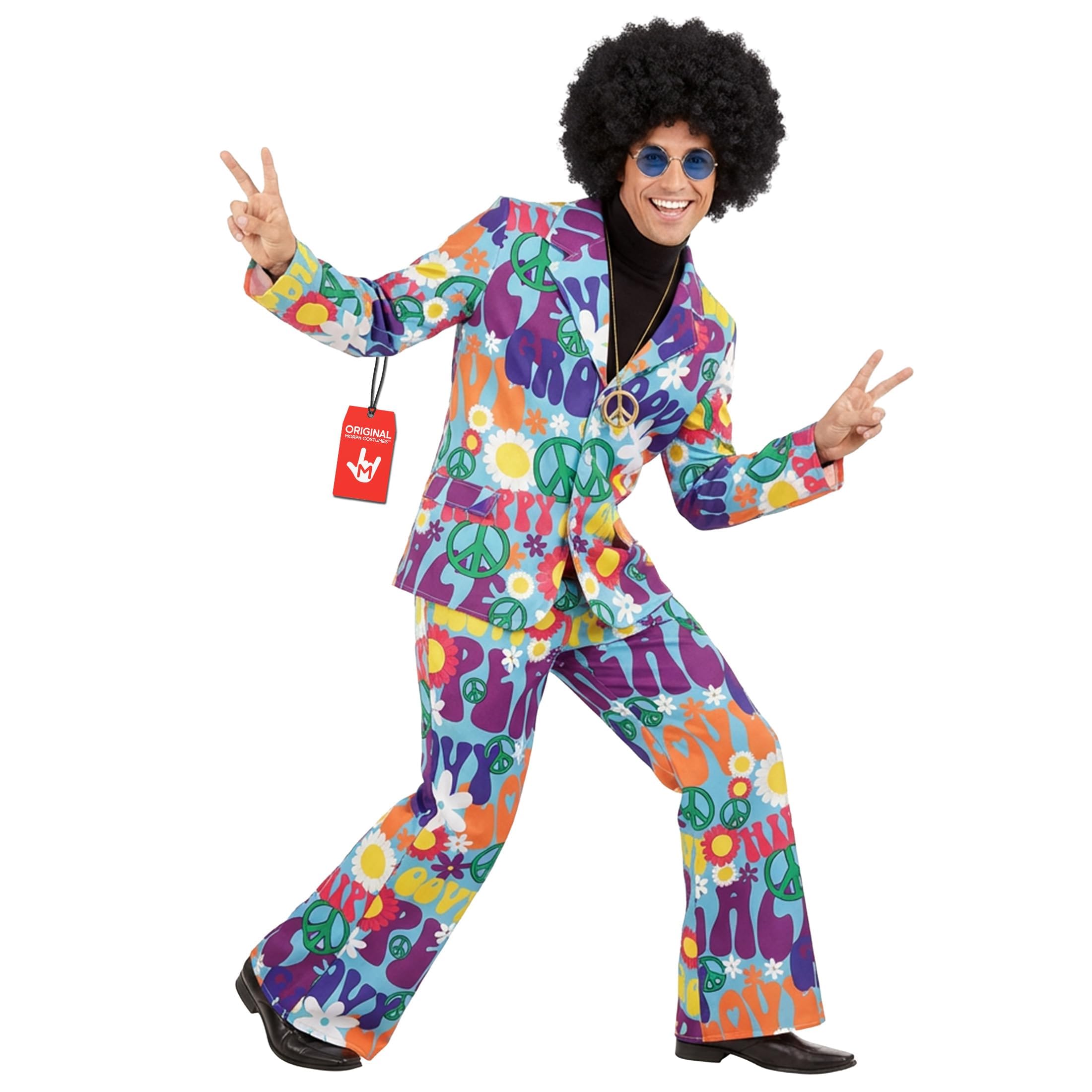 Fun Shack Disfraz Hippie Hombre, Traje Disco Años 70, Disfraces Años 60 y 70 para Carnaval y Halloween, L