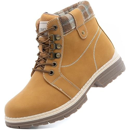 COTTIMO Work Hiking Waterproof Boots for Women - Winter Snow Combat Brown Ankle Boots Booties Women Fashion Lightweight Shoes