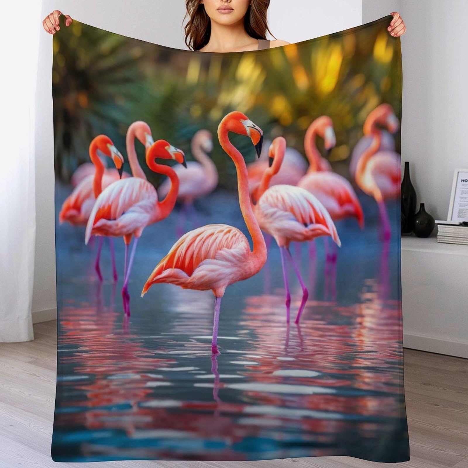 Couverture polaire flamant pour canapé confortable et cocooning