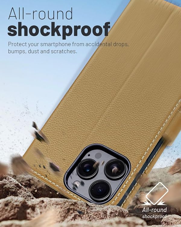 OCASE for iPhone 16 Pro Wallet Case PU Leather Flip Folio Case with Card Holders RFID Blocking Kickstand Shockproof TPU Inner Shell iPhone 16 Pro Phone Cover 6.3 Inch 2024-copper by OCASE - Image 5