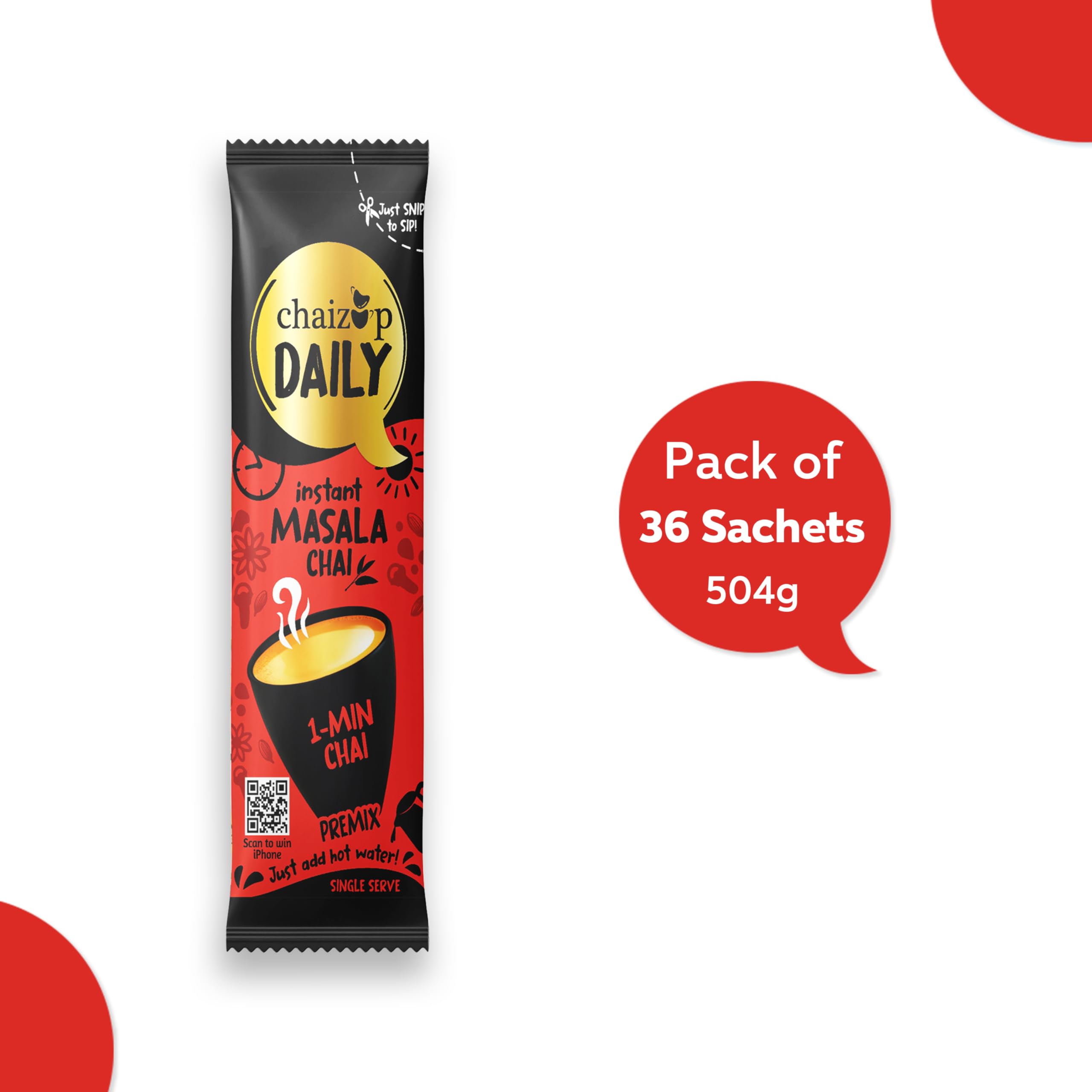 Chaizup Daily 1 Min Instant Masala Premix Tea - 36 Sachets