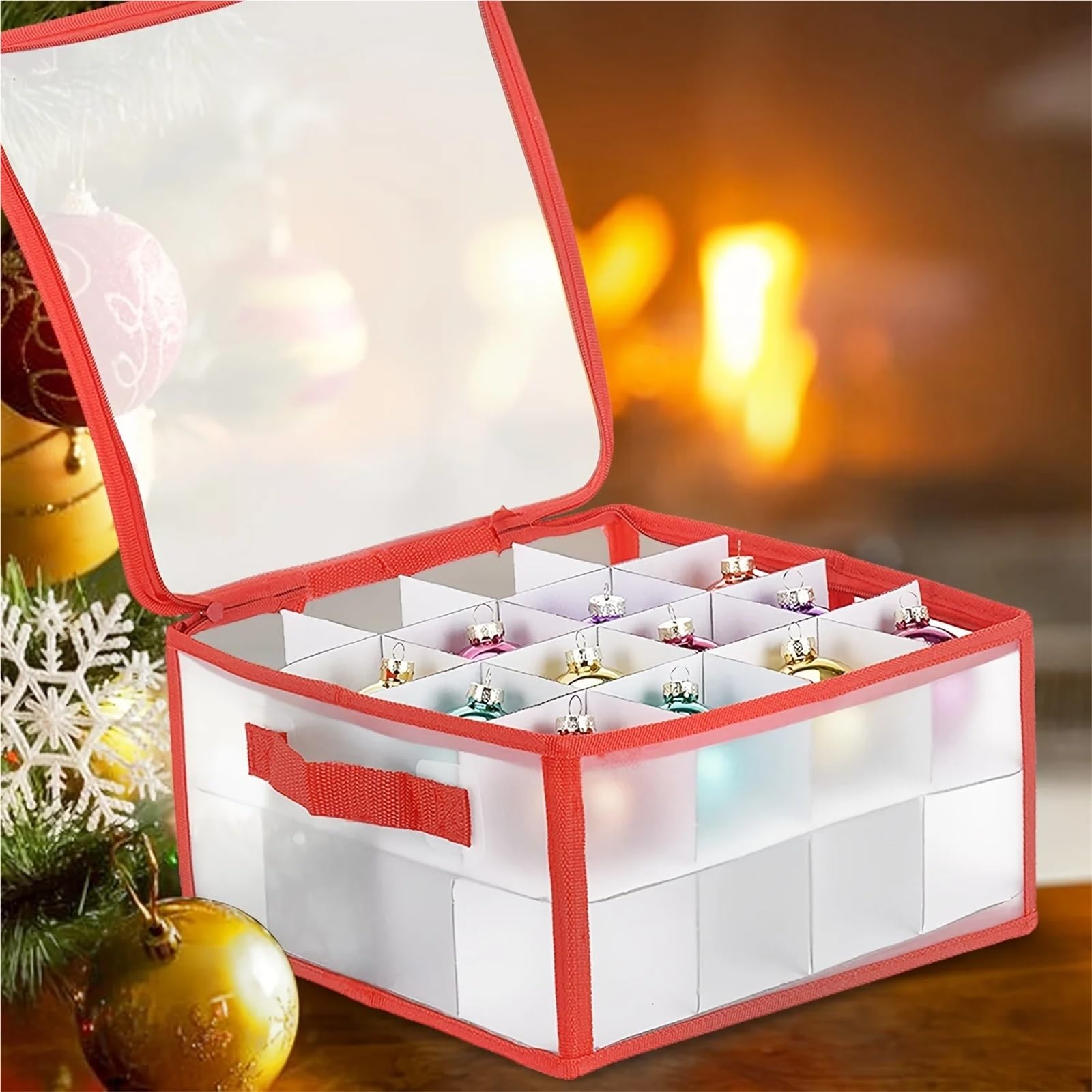 Organizer FüR Weihnachtsschmuck Aufbewahrungsbox for Weihnachtskugeln, Aufbewahrungsbox for Weihnachtsschmuck, Aufbewahrungsbox for Weihnachtskugeln mit Griffen mit Reißverschluss, Aufbewahrungsbox fo
