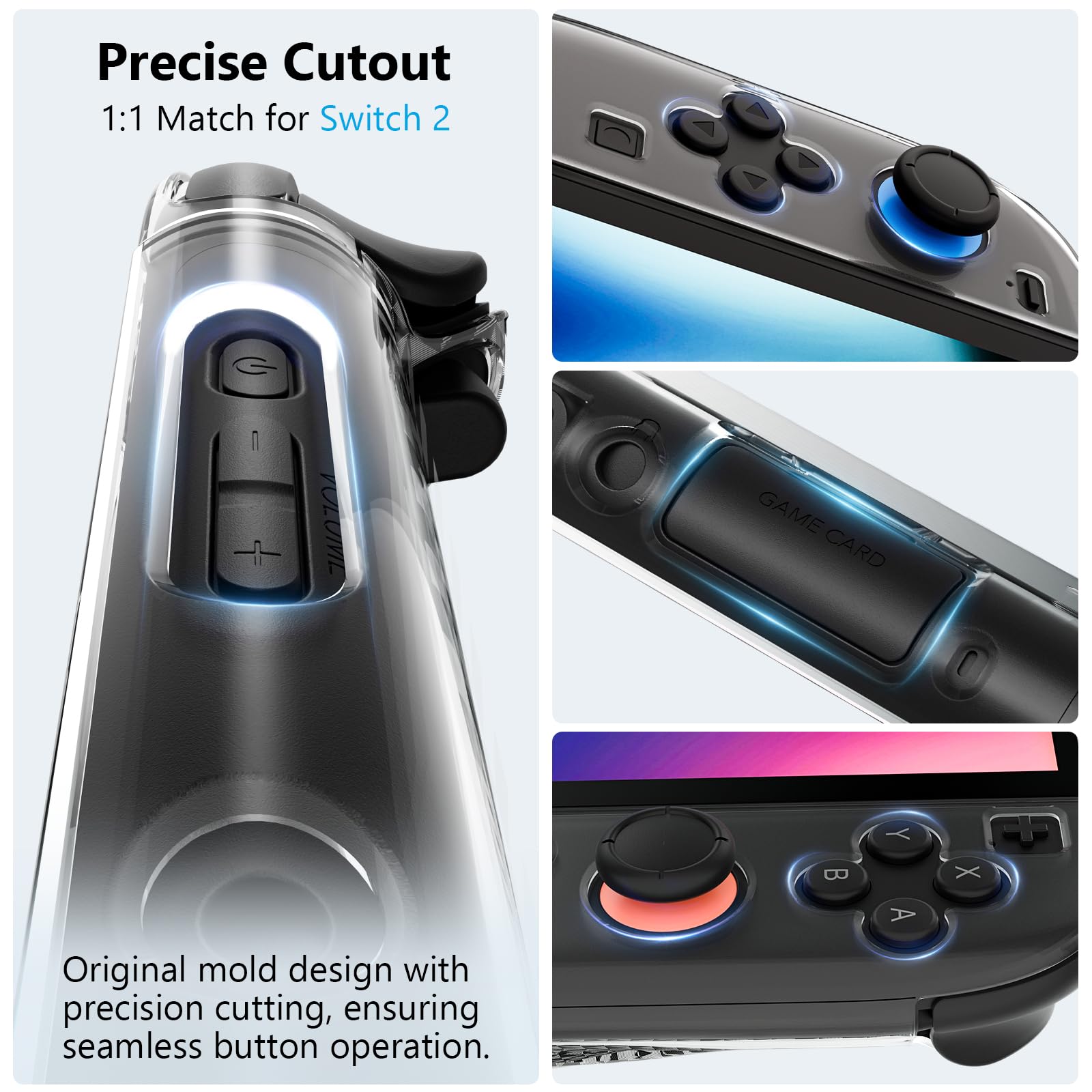 HEYSTOP [120 Pezzi] Custodia per Nintendo Switch 2 Dockable Clear Soft TPU Cover Protettiva per Switch 2 Grip con Una Protezione per Lo Schermo in Vetro Temperato Switch 2 e 6 Cappucci per Levette