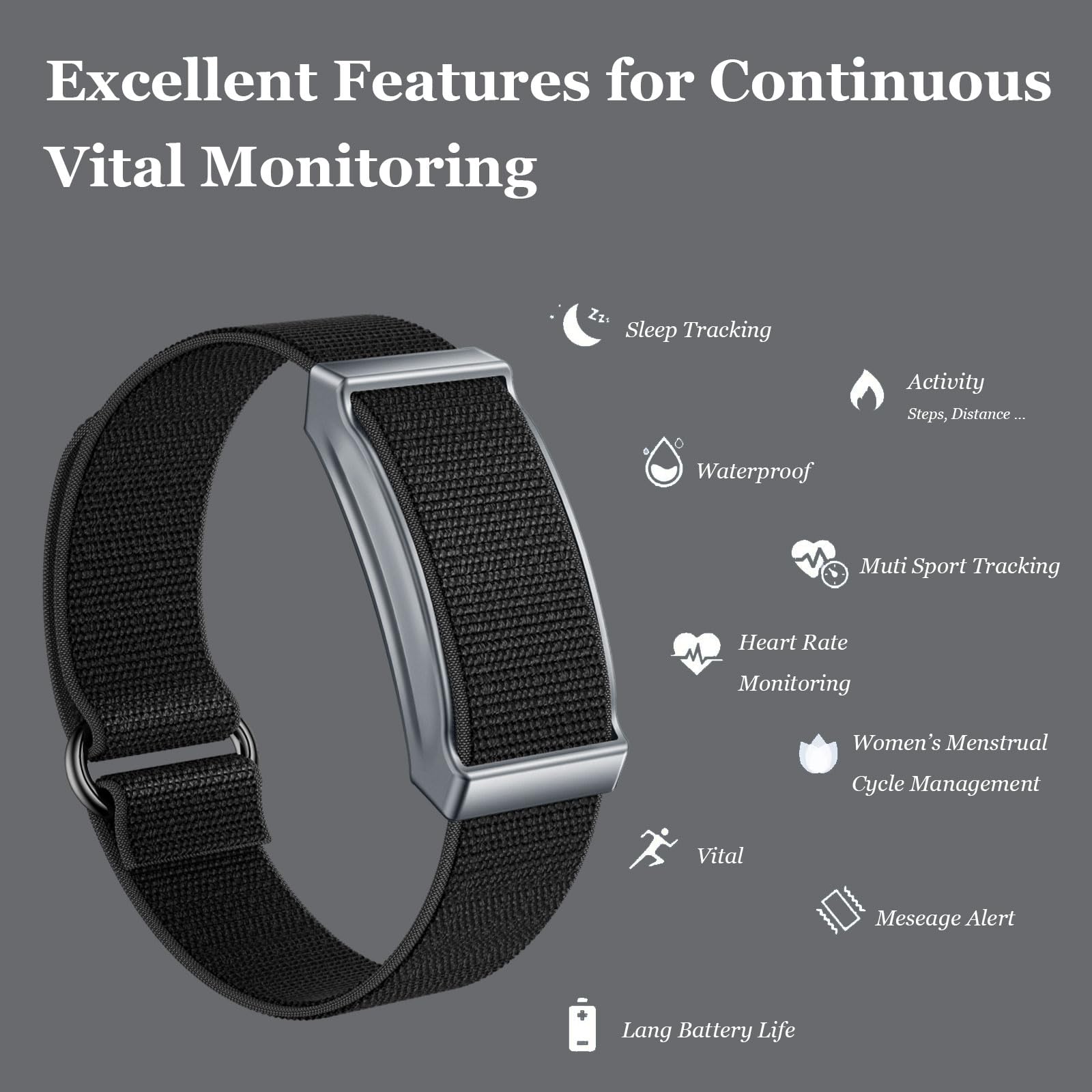 findtime Aktivitätstracker Fitness Armband ohne Display Schrittzähler Schlafmonitor Herzfrequenzmesser Kalorie Distanz-Tracking Multisport Modi IP68 Wasserdicht Leicht 2 Armbänder Schwarz
