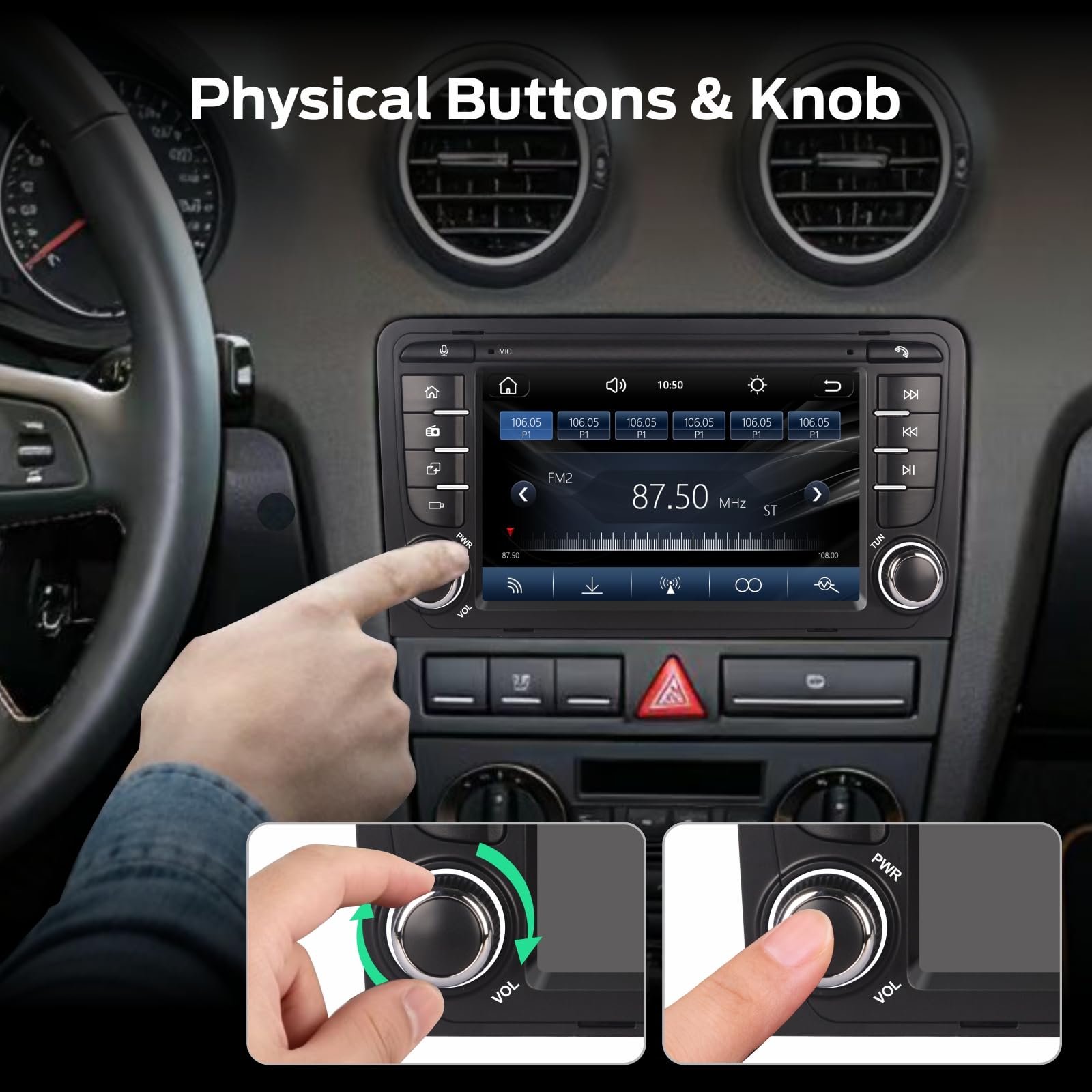 Autoradio Linux per Audi A3 S3 RS3 2003-2012 con CarPlay Wireless e Android Auto, avvio in 2 secondi, comandi fisici tramite manopola, audio di livello OEM, Porta Quadlock Plug & Play