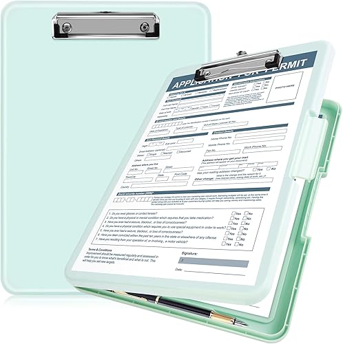 ANZNKU Portapapeles con almacenamiento de 13.3 x 9.6 pulgadas, portapapeles de almacenamiento de plástico con apertura lateral, portapapeles de