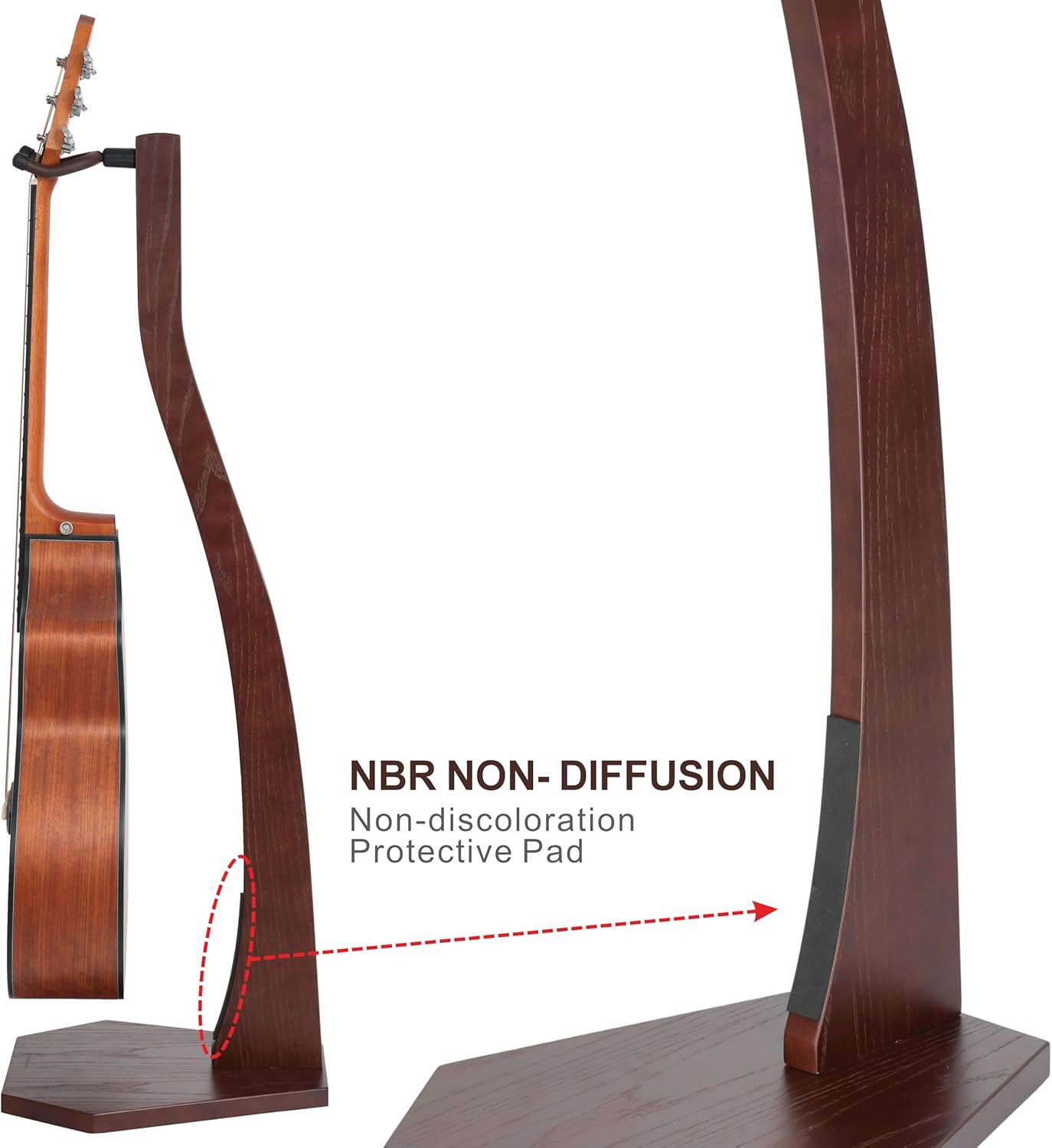Nefelibata Guitar Stand Wooden, Handmade German Ash Solid Wood Racks Floor, for Electric, Acoustic, Classical Guitars, Banjos, Mandolins-Dark Brown