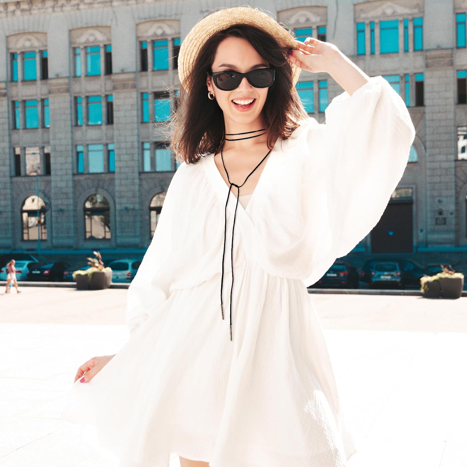 Gothic Velvet Black Choker Bow-knot Sexy Long Wrap Choker Necklace with Gold Tube Pendant for Women Party Prom Neck Accessories - Image 6