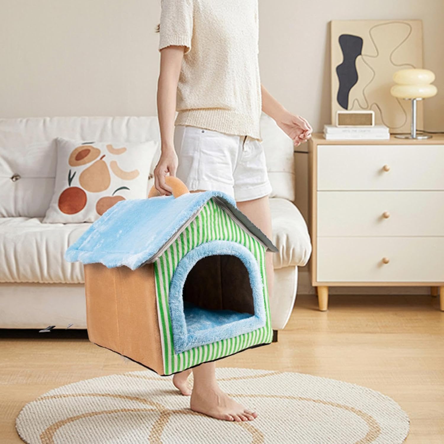 Indoor Dog House, Foldable Plush Pet Cave with Washable Mat, Enclosed Cat | Foldable Plush Indoor Dog House, Enclosed Pet Cave With Removable Washable Mat, Perfect For Home Bedroom Balcony Winter