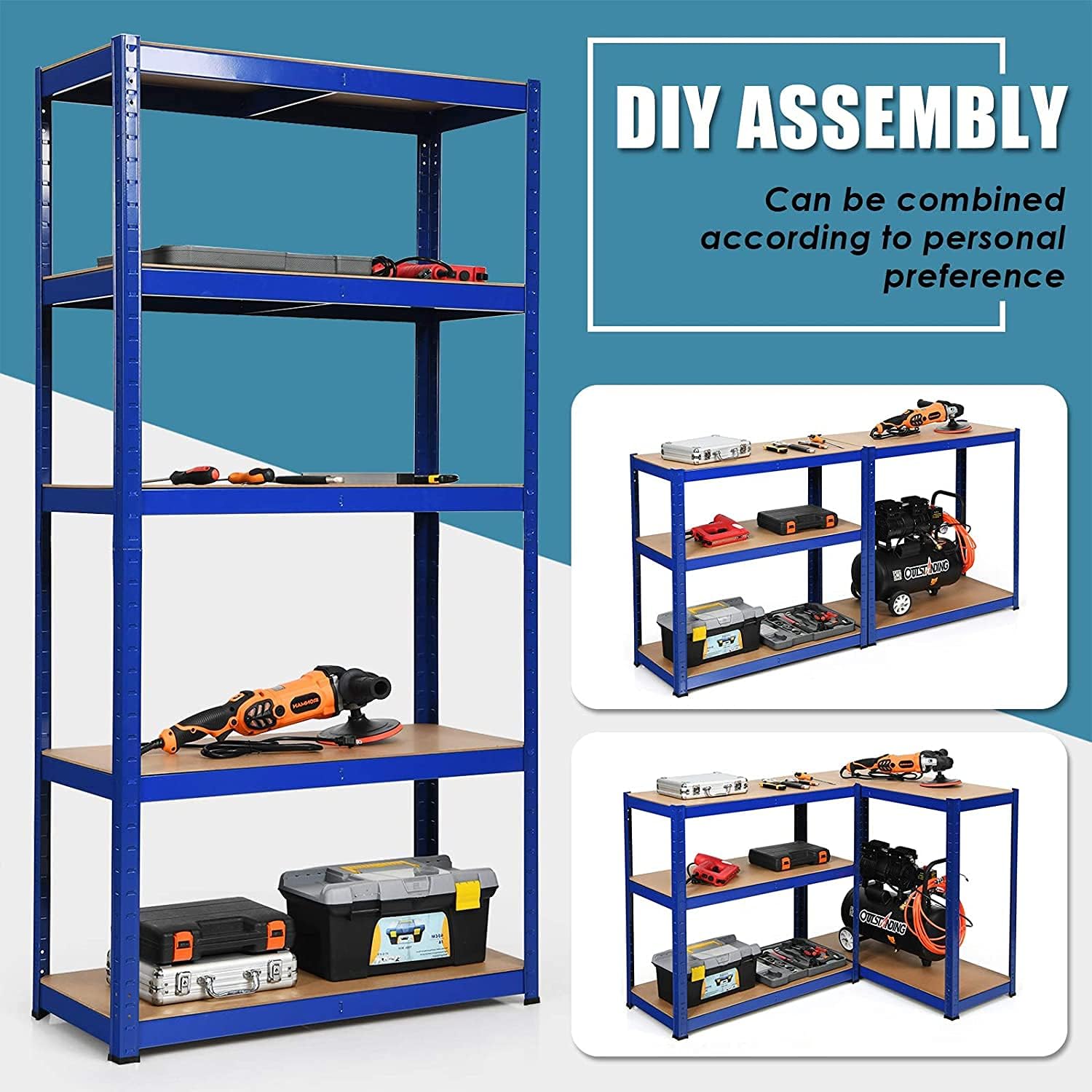 ERGOMASTER 5 Tiers Steel Shelves for Storage Heavy Duty Garage Organization Utility Shelf Rack for Books, Kitchenware, Tools Bolt-Free Assembly 36 x 16 x 72 inches (1PCS,Silver) : Tools & Home Improvement