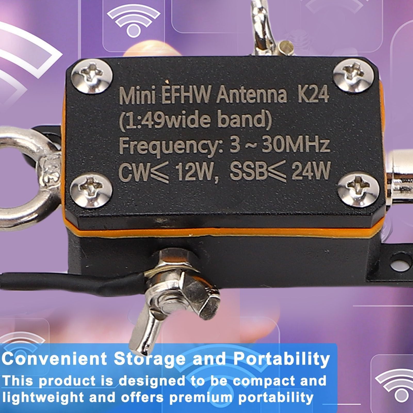 Dpofirs Antena Portátil HF End Fed Alimentada 1:49 Antena de Bolsillo Corto de Bolsillo Corto de Balun 3-30MHz para Radioaficionada con una Bolsa de Oscilador y Bolsa de Almacenamiento