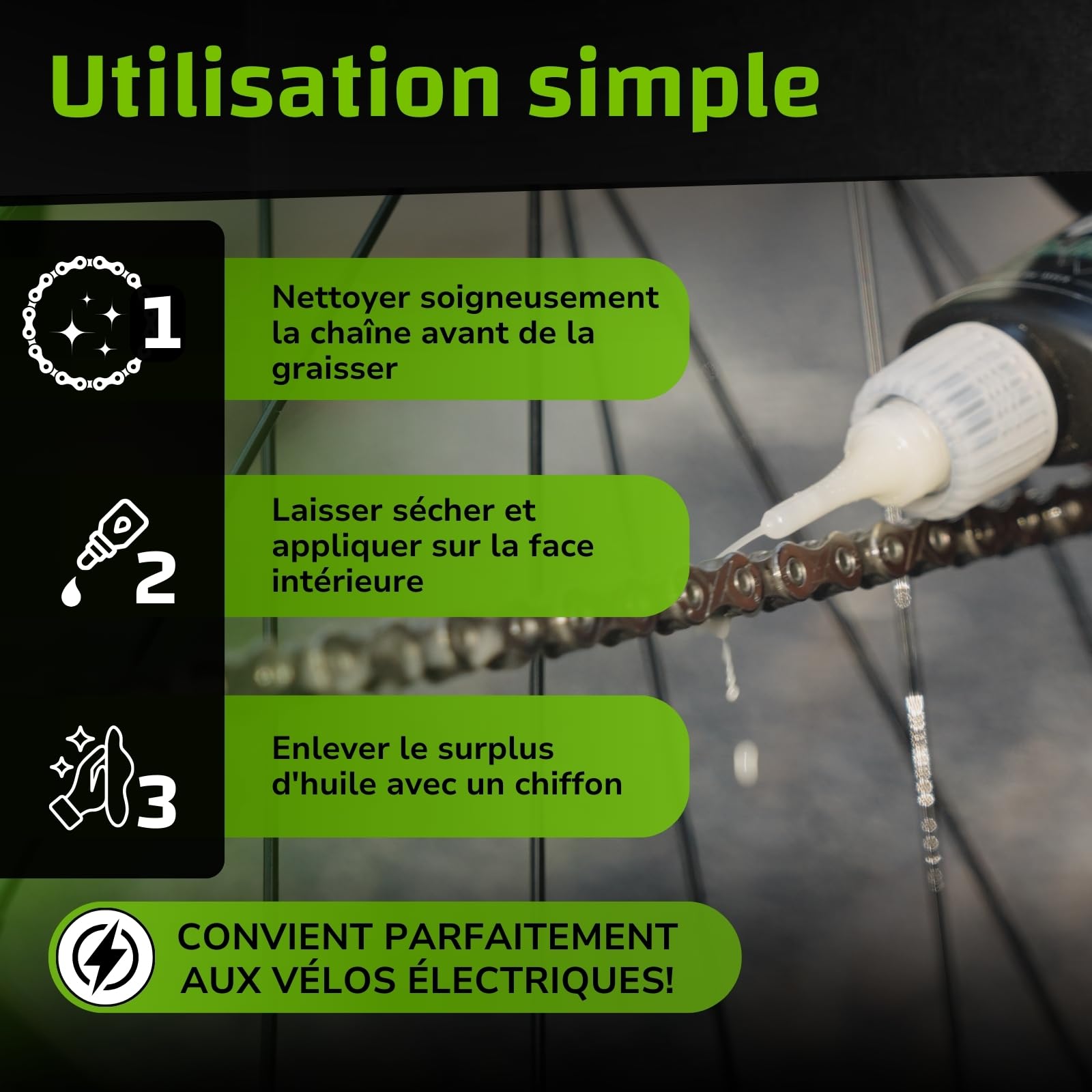 Huile Velo Chaine Dr. Wack - F100 Lubrifiant Sec Pour Vélo 50 Ml - Lubrifiant Pour Chaîne Repoussant La Saleté & L'eau - Protège Contre L'usure - Convient Pour Tous Les Vélos