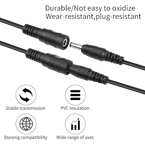 Miniatura 2 de YACSEJAO 2 cables divisor en Y de 12 V CC de 1 pie de CC de 0.138 in x 0.053 in, 1 cable adaptador macho a 2 hembras para cámara de seguridad CCTV,